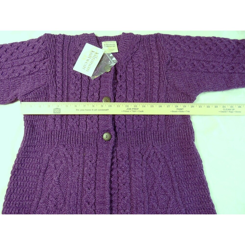 Kilronan Knitwear Women's Cardigan Royal Purple Merio Wool Sweater L NWT - Picture 7 of 11